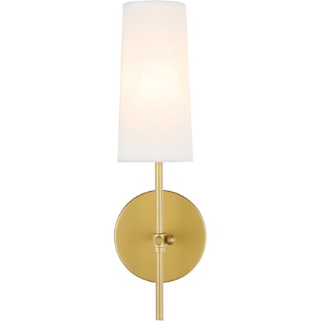 Mel One Light Brass And White Shade Wall Sconce